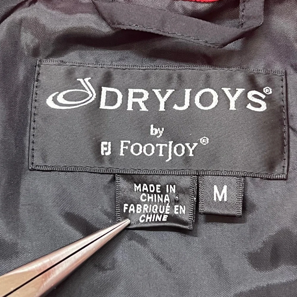 FootJoy DryJoys Mens Golf Jacket Black Red Full‎ Zip Windbreaker Size M 000
